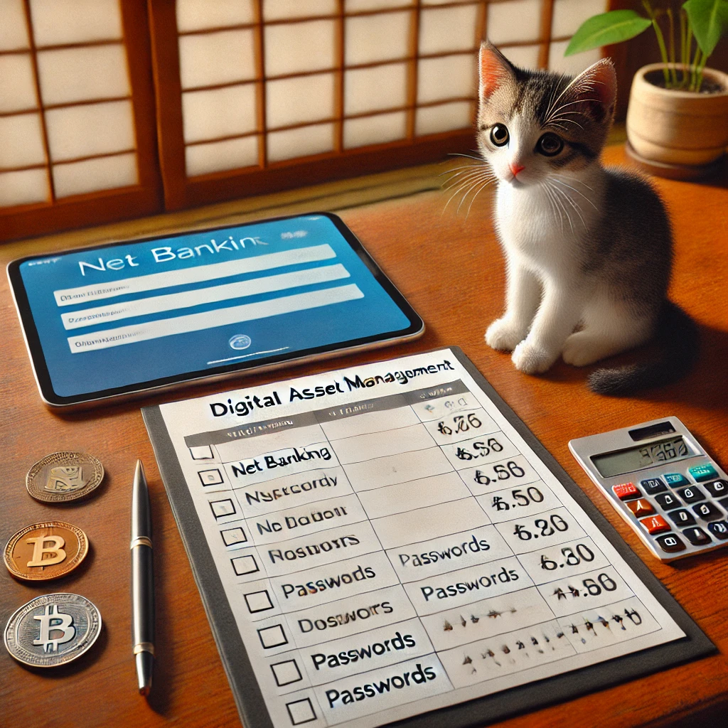 ネット銀行や暗号資産などデジタル資産のリスト化