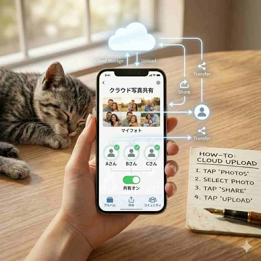  スマートフォンで共有設定を操作している様子